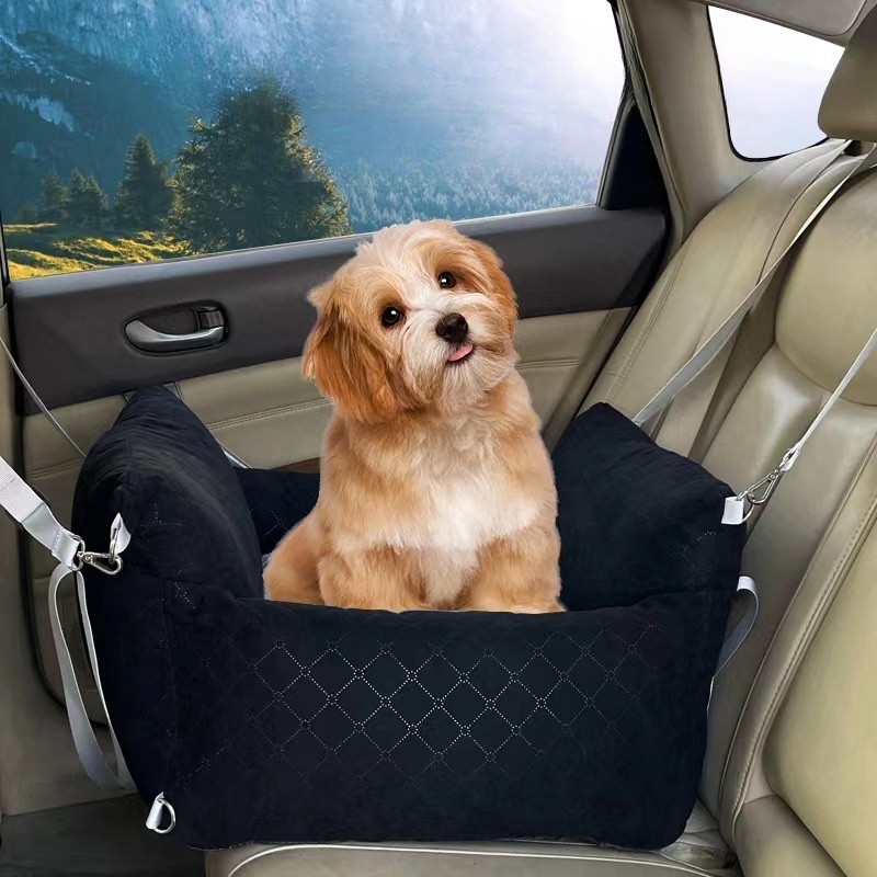 Low MOQ Dog Car Seat with Removable Cover Pet Travel Safety Seat Bed Comfortable Black Dog Booster Seat