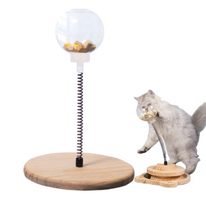 Hot Selling Funny Roller Pet Cat Toy Interactive Turntable Kitten Toy Spring-Loaded Leaky Food Cat Toy