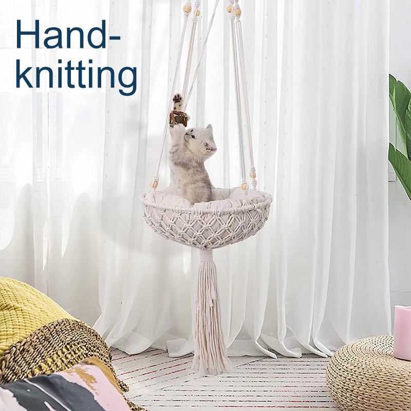 Durable Non-slip Macrame Hanging Pet Cat Swing Window Cat Hammock Pet Hanging Bed Hanging Cat Bed