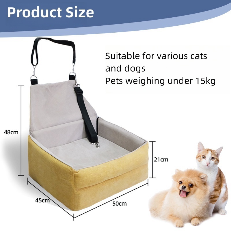 New Color Yellow Luxury Dog Car Seat Multifunction Dog Car Booster Seat Comfortable Elevated Dog Car Seat