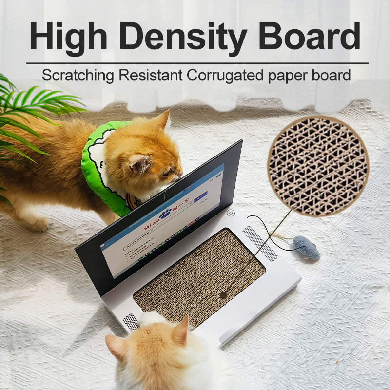 Durable Customize Stickers Cat Scratching Board Creative Laptop Scratcher with Mouse Toys Laptop Cat Scratch Board