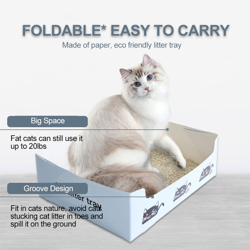 Wholesale Cheap Disposable Paper Cat Litter Box Portable Travel Cat Toilet Foldable Cat Litter Tray Box