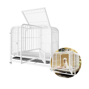 Heavy Duty Dog Crate Extra Strong for large Dog Cage Double Door on Wheels with Removable Tray Dog Cage