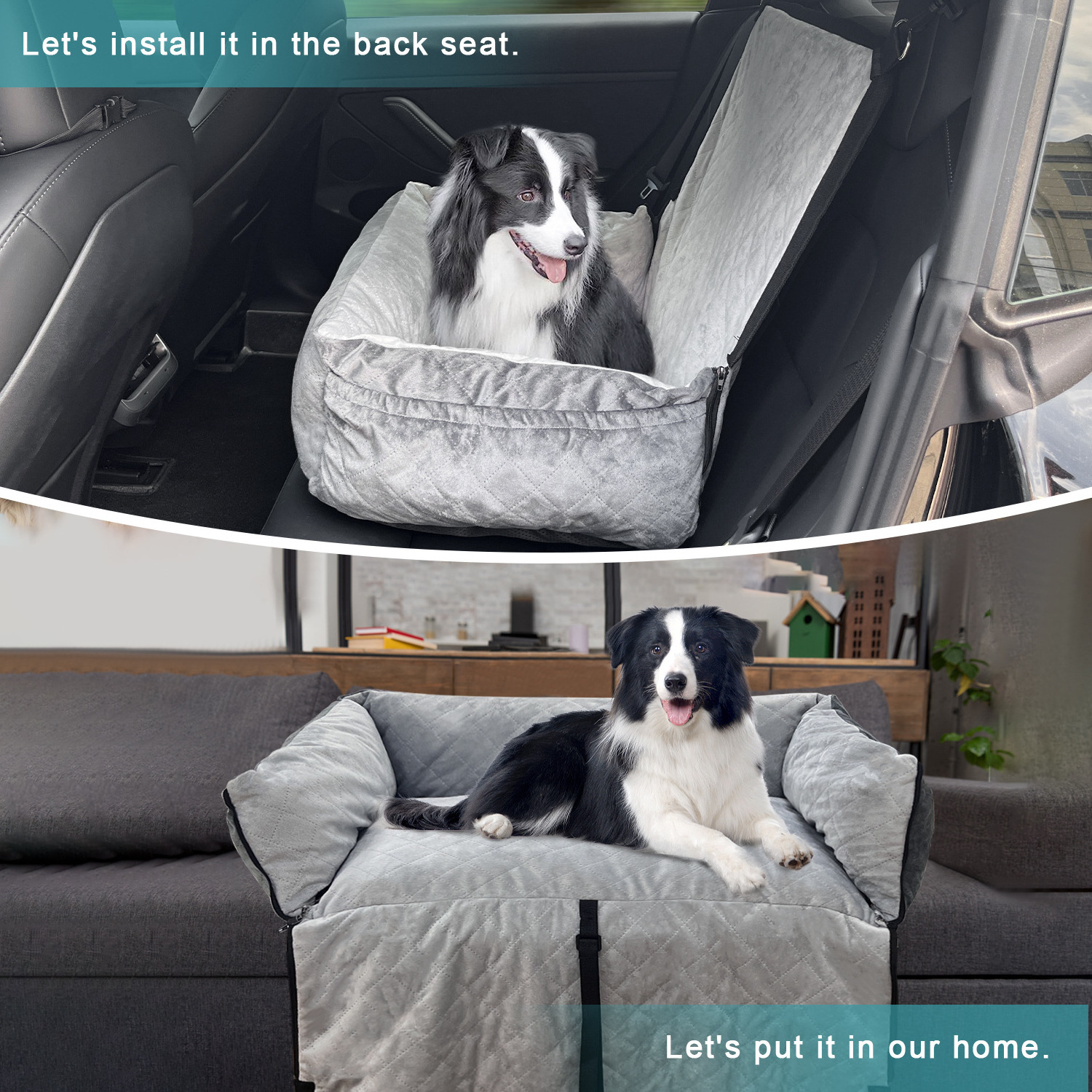 Dog Car Seat for Large Medium Sized Dogs Multifunctional Dog Car Back Seats Travel Bed Pet Travel Safety Seat