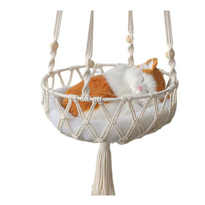 Durable Non-slip Macrame Hanging Pet Cat Swing Window Cat Hammock Pet Hanging Bed Hanging Cat Bed