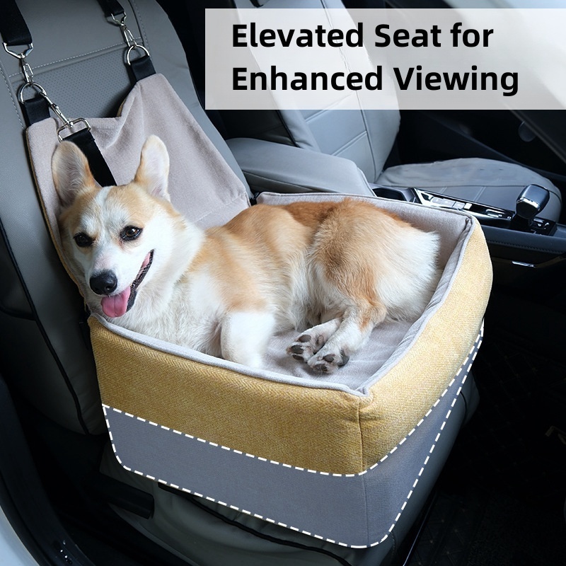 New Color Yellow Luxury Dog Car Seat Multifunction Dog Car Booster Seat Comfortable Elevated Dog Car Seat