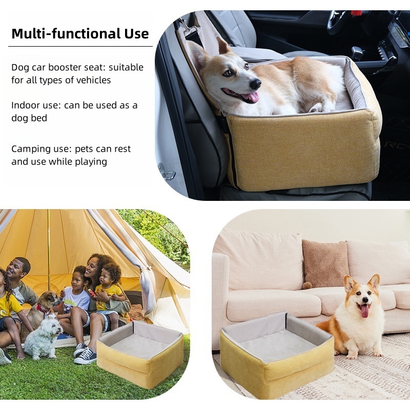 New Color Yellow Luxury Dog Car Seat Multifunction Dog Car Booster Seat Comfortable Elevated Dog Car Seat