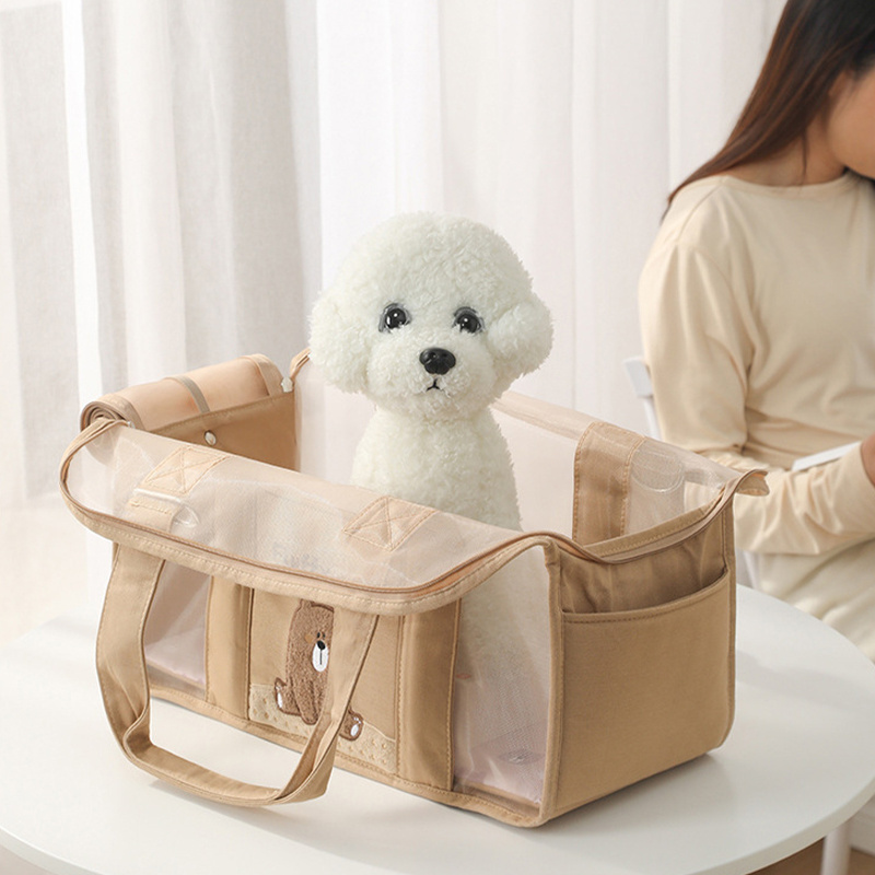 Summer Use Breathable Mesh Pet Travel Carrier Handbag Purse Tote Bag For Small Dog Cat Carrier Bag