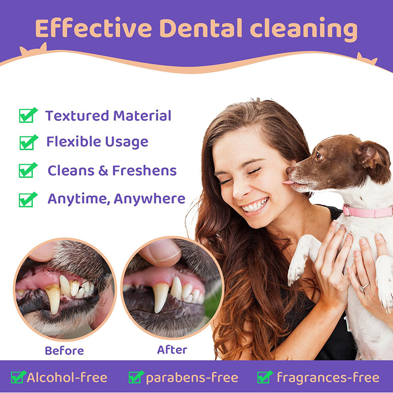 Best Selling Dog Teeth Cleaning Wipes  Customization Logo Teeth Cleaning Finger Wipes for Dogs and Cats Dental Care Finger Wipes