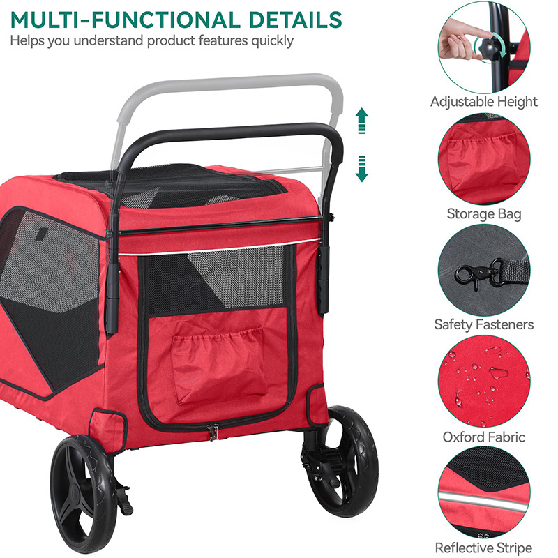 Factory Wholesale Custom Folding Luxury 4 Wheel Double Cheap for Cat Dog Pet Stroller for Outdoor Travel with Cats and Dogs