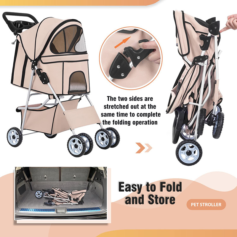 cheap high quality twin double pet stroller OEM ODM dog stroller luxury 4 wheels pet for two dogs cats for travel outdoor