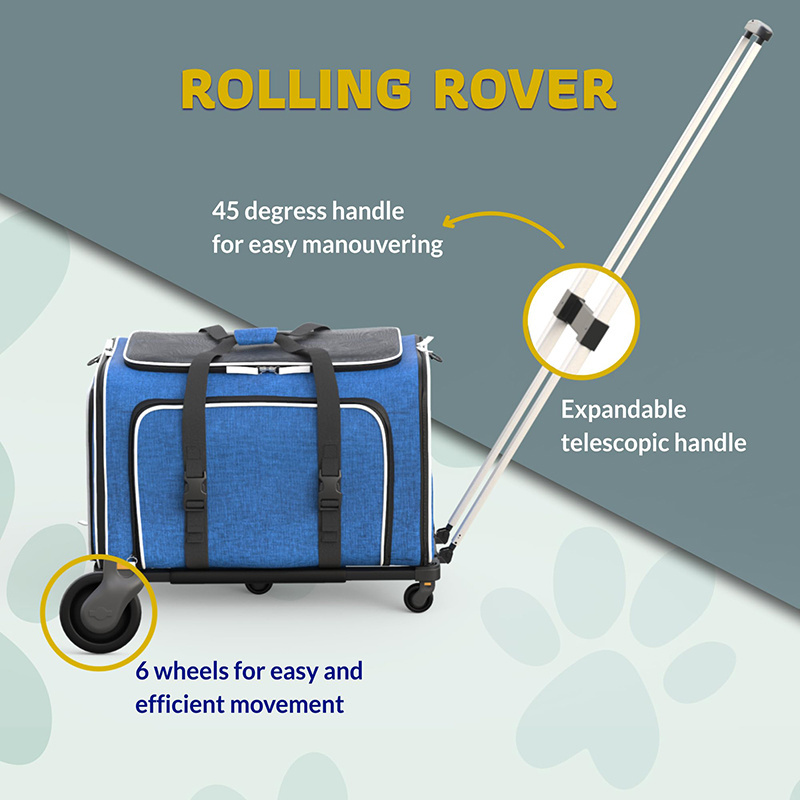 Airline Compliant Expandable Pet Carrier 6 Wheeled Baseboard Telescopic Handle Two Sided Expandable Rolling Carrier Designed