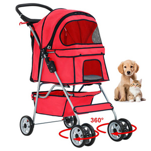 Pet Dog Stroller And Bike Pet Trailer for Small And Medium Dogs Heavy-Duty Pet Strollers Premium Dog Buggies with Rear Brake Sys