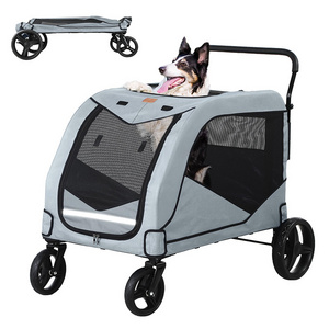 Factory Wholesale Custom Folding Luxury 4 Wheel Double Cheap for Cat Dog Pet Stroller for Outdoor Travel with Cats and Dogs