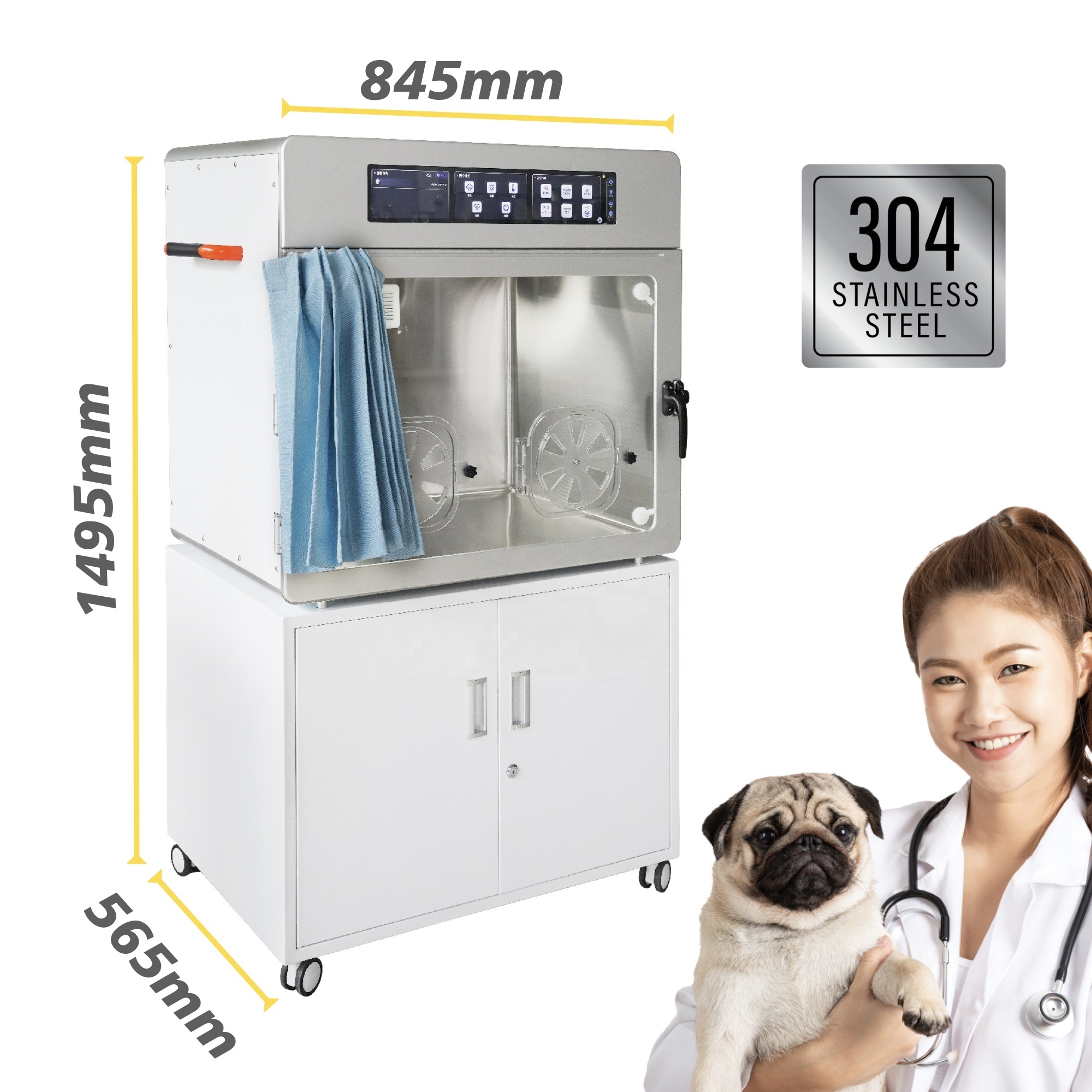 Veterinary Intensive Care Unit Oxygen Dog ICU Cages Clinic Hospital Incubator for Pet Animals Vet Clinic Essential Instrument