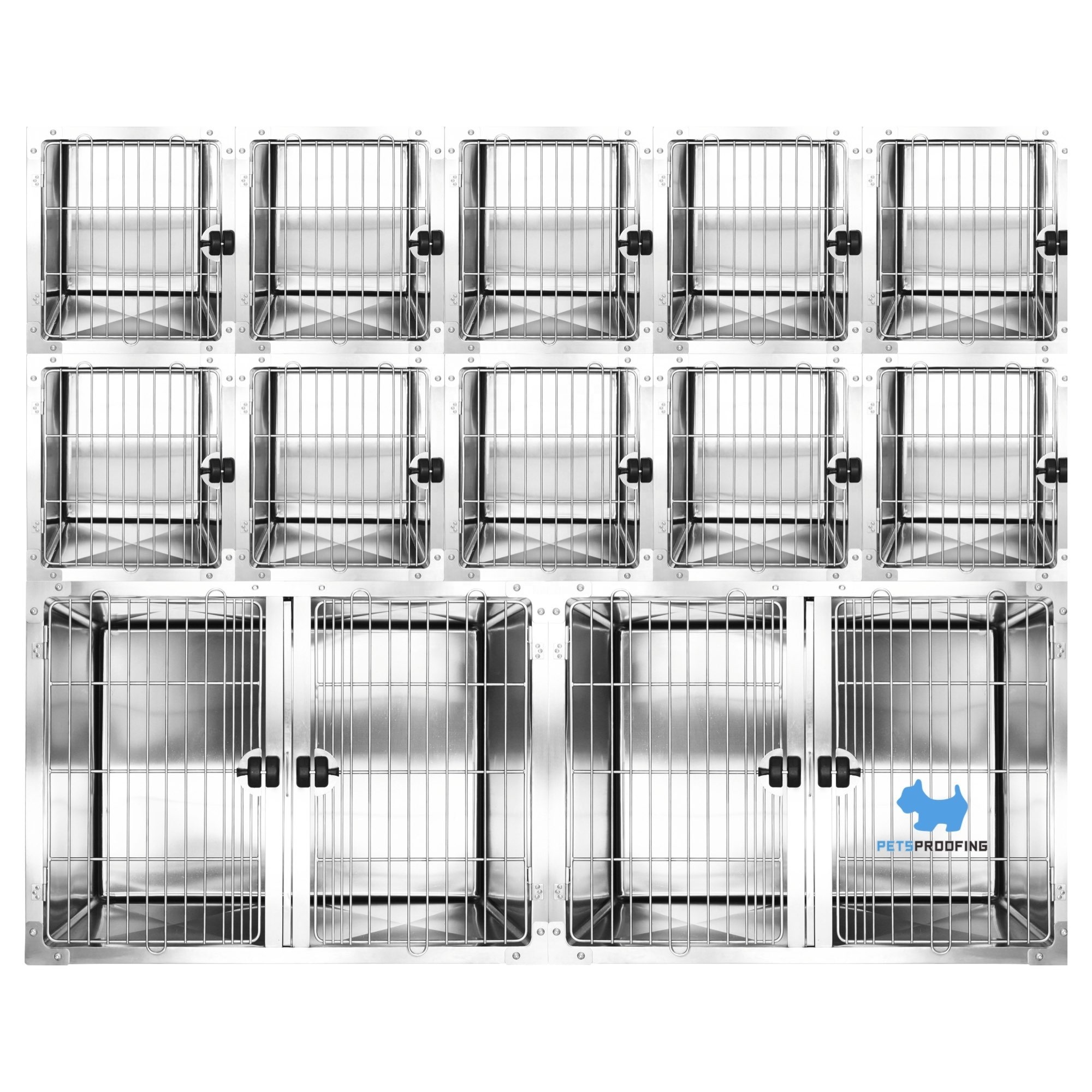 Petsproofing Veterinary Dog Kennels Stainless Steel Pet Cage Carriers with Animal Pattern for Cats on Sale