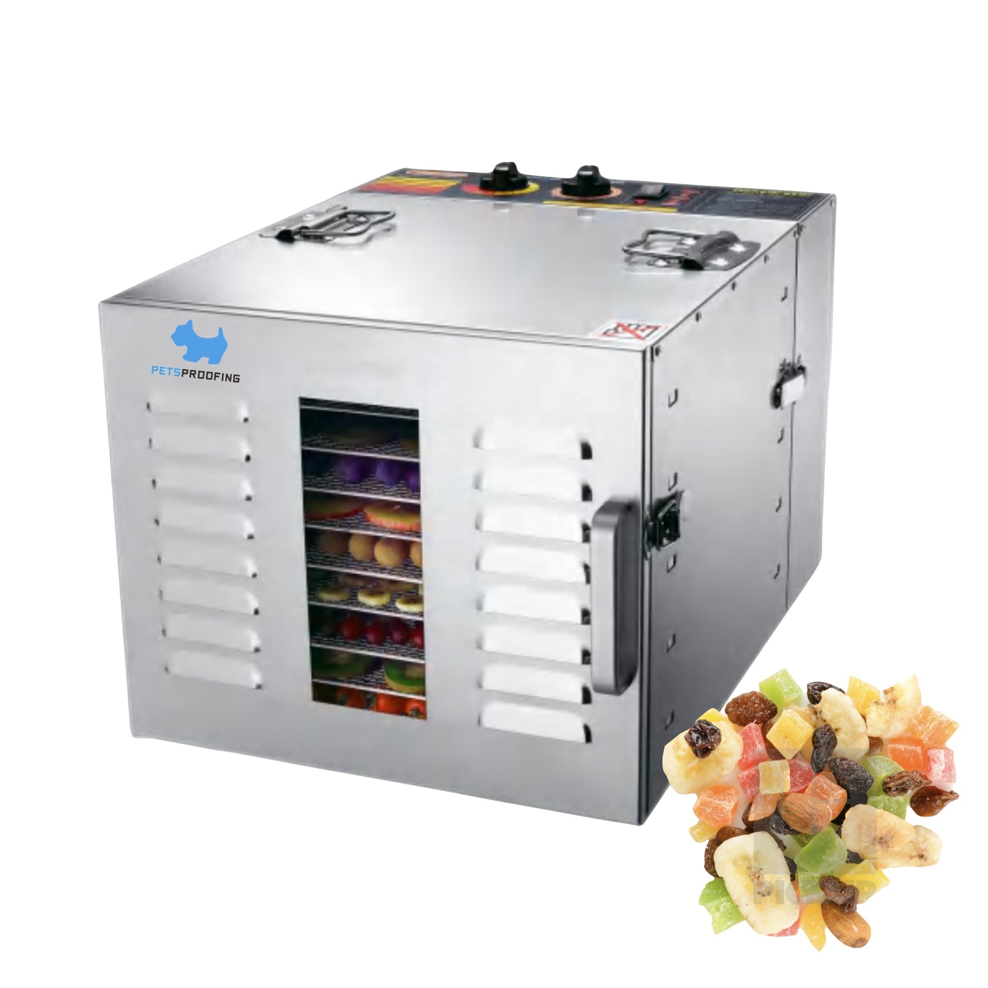 PETSPROOFING Factory Direct sale 10 Trays Fruit Drying Machine Industrial Commercial Fruits Vegetables Food Dehydrator