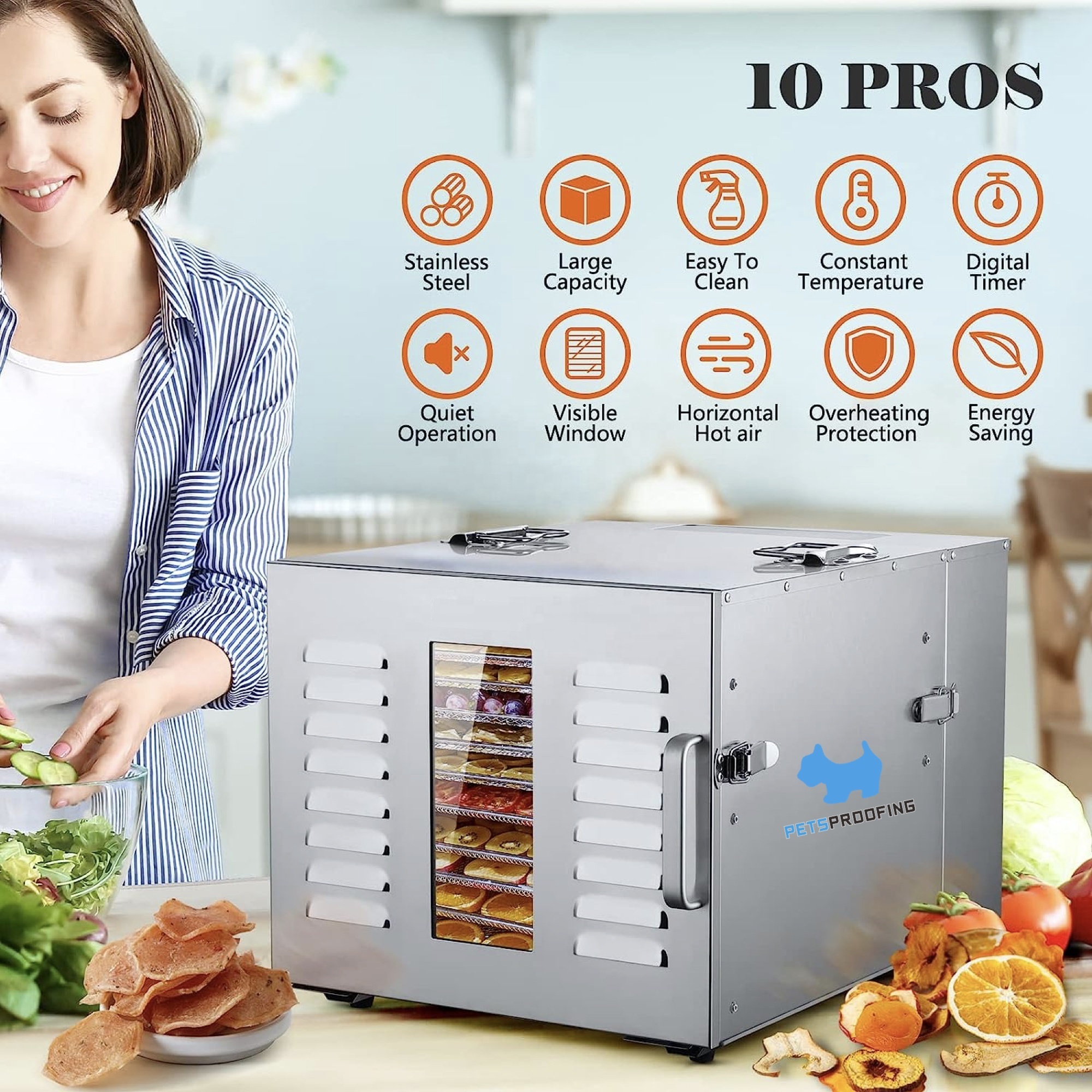 New 10-Tray Commercial Food Dehydrator 220V Industrial Machine for Home Use for Restaurants Hotels Farms Factory Direct