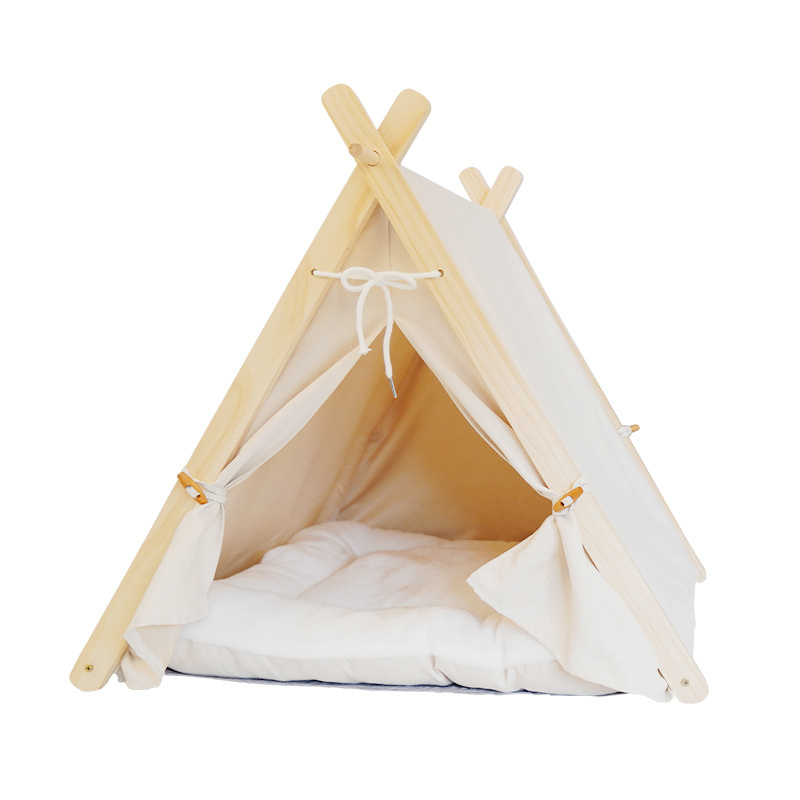 Pet Teepee Tent for Small Dogs or Cats Portable Puppy Sweet Bed Washable Dog or Cat Houses with Cushion