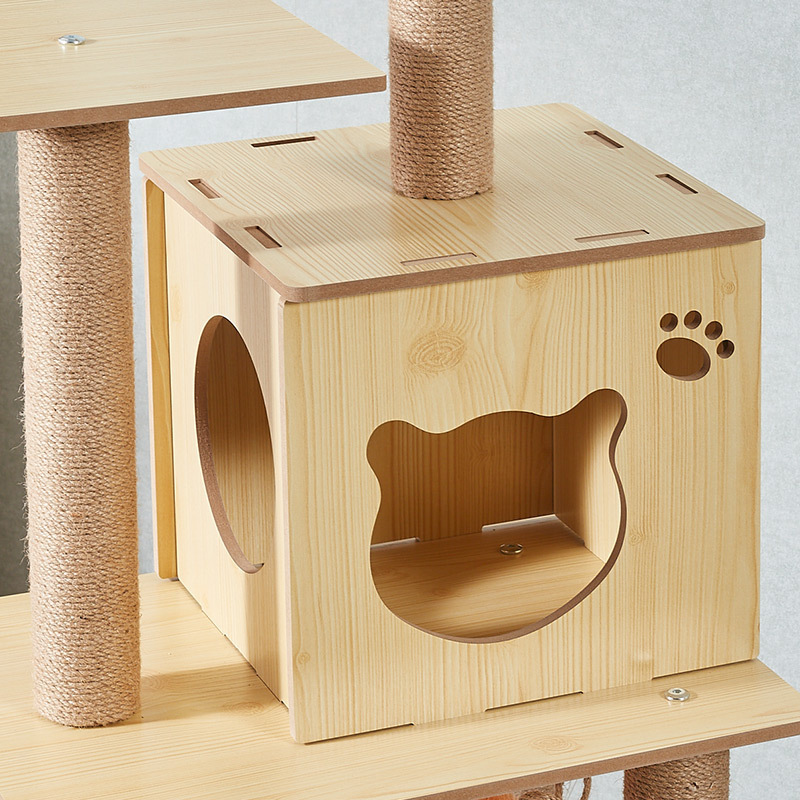 2023 new arrived high quality MDF cat tree climbing house with hammock cat scratcher