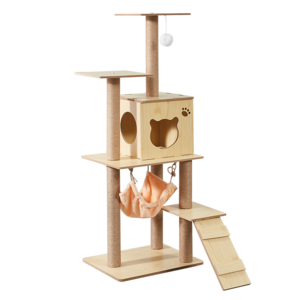 2023 new arrived high quality MDF cat tree climbing house with hammock cat scratcher