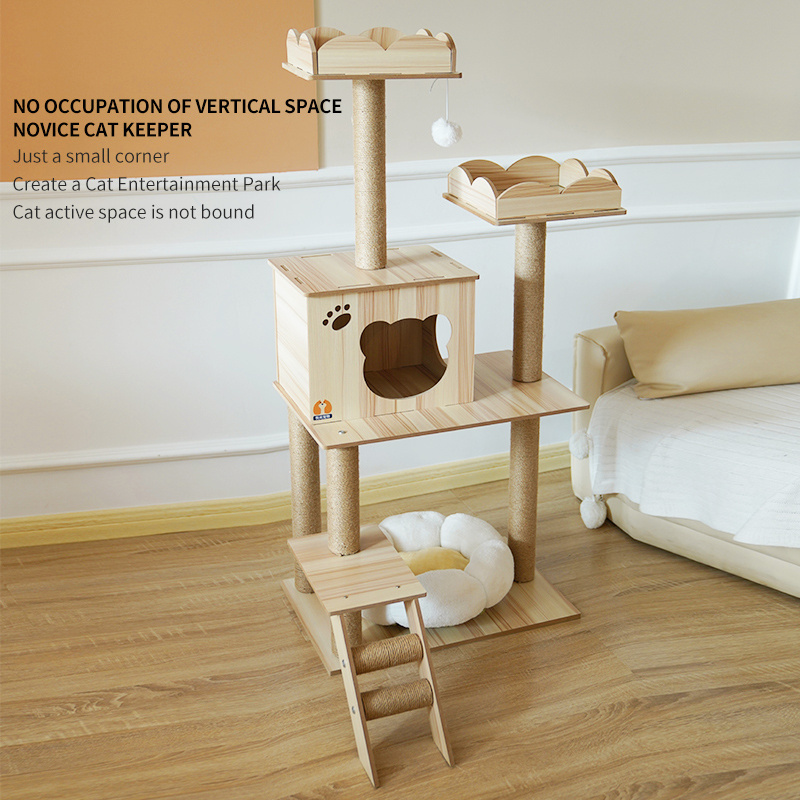 Cat Scratcher Tower Home Furniture Cat Tree Pets Hammock Sisal Cat Scratching Post Climbing Frame Toy Spacious Perch Houses Y-5