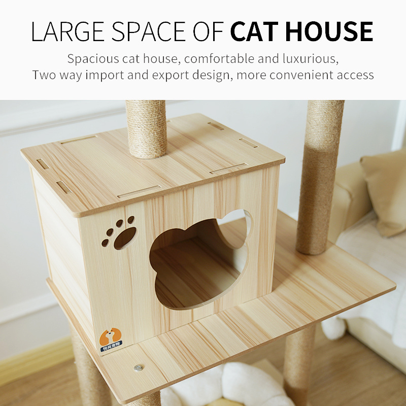 Cat Scratcher Tower Home Furniture Cat Tree Pets Hammock Sisal Cat Scratching Post Climbing Frame Toy Spacious Perch Houses Y-5