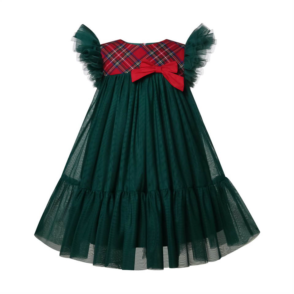 Pettigirl 2024 New Christmas Children Infant Green Soft Tulle Elegant Princess Dresses For Girls 2-12Y 1BAG=1PCS