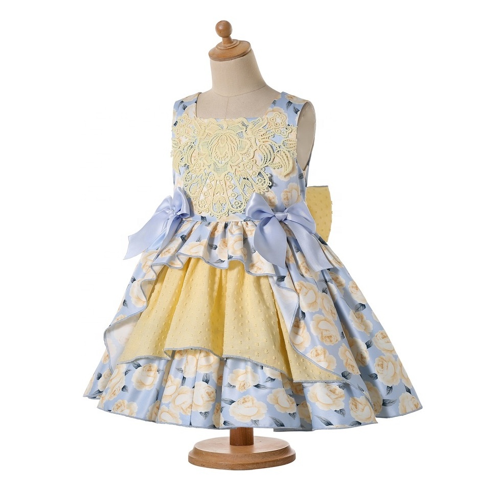 Pettigirl Girls Dresses 2023 Yellow Kids Baby Outfits Summer Flower Bridesmaid Children Princess Party Wedding Clothes 2 to 12Y