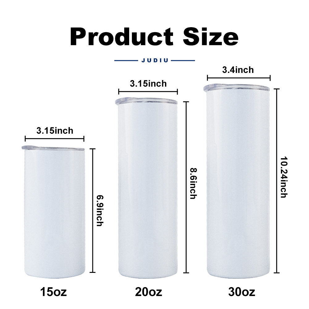 USA Warehouse Bulk 30oz 20oz Stainless Steel Double Wall Heat Press 20oz Sublimation Blanks Skinny Straight Tumbler with Straw