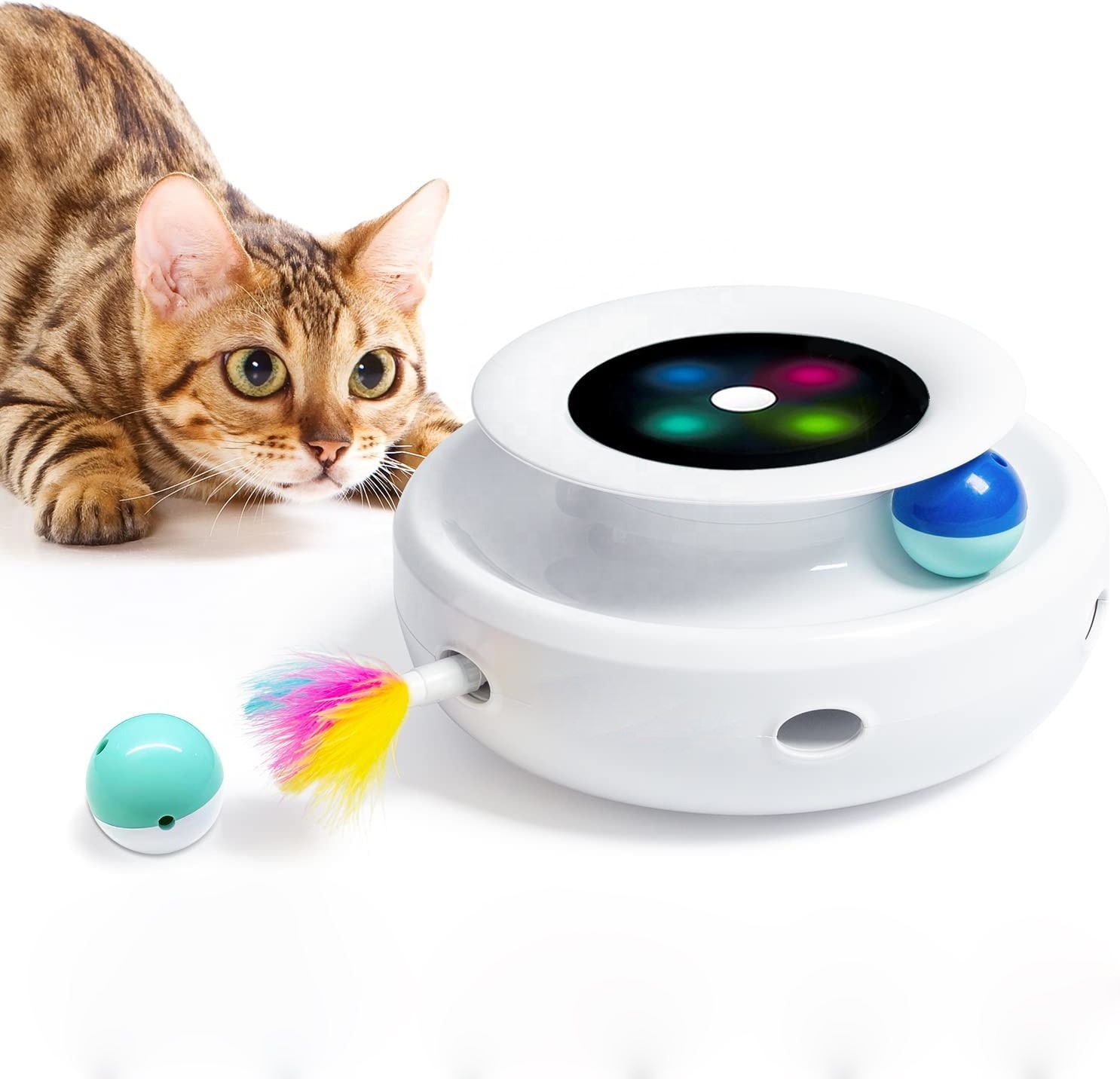 Interactive 3-in-1 Cat Toys Fluttering Butterfly Exercise Pet Toy  Moving Pet Interactive Movement Toys Feather Track Balls