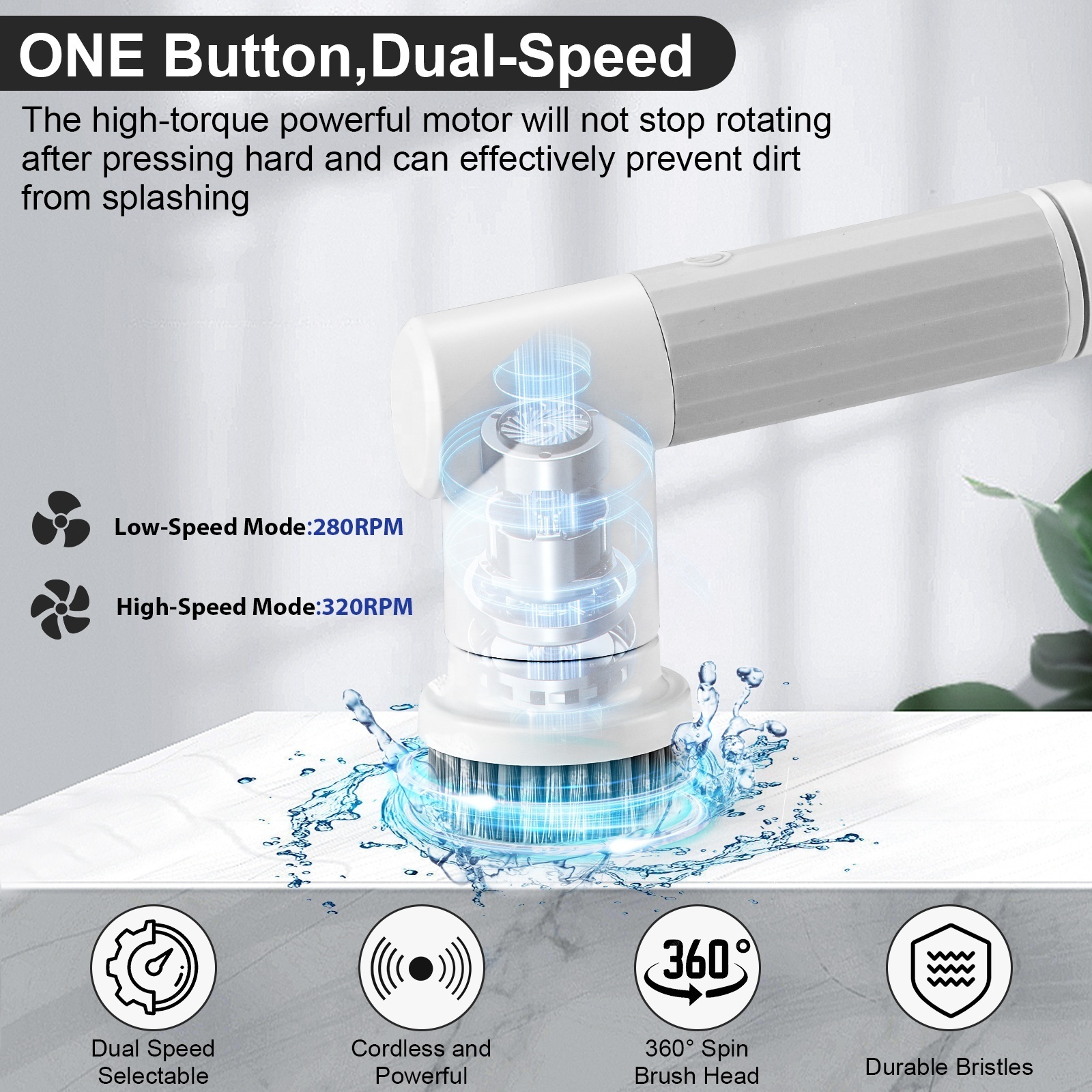 Wholesale Rechargeable Bathroom Handheld Electric Spin Power Scrubber Electric Brush for Cleaning 3 in 1 about 60mis