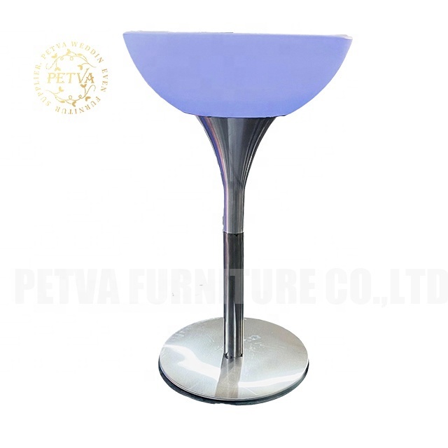 Wholesale glowing led glass bar table led chair and table set furniture night club  light up cocktail table for event