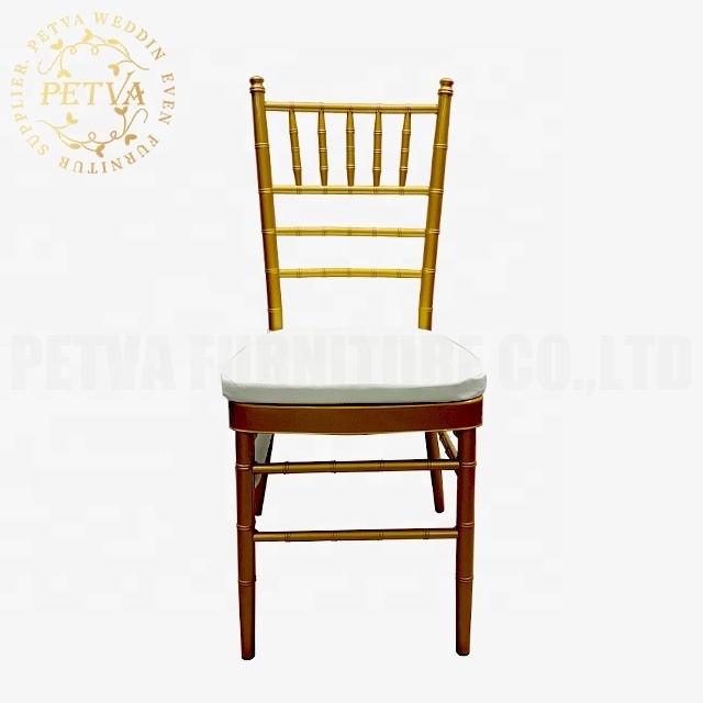 WHolesale white chairs chiavari metal frame dining gold stacking metal aluminium hotel banquet chair for event used