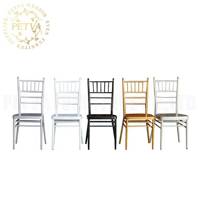 WHolesale white chairs chiavari metal frame dining gold stacking metal aluminium hotel banquet chair for event used