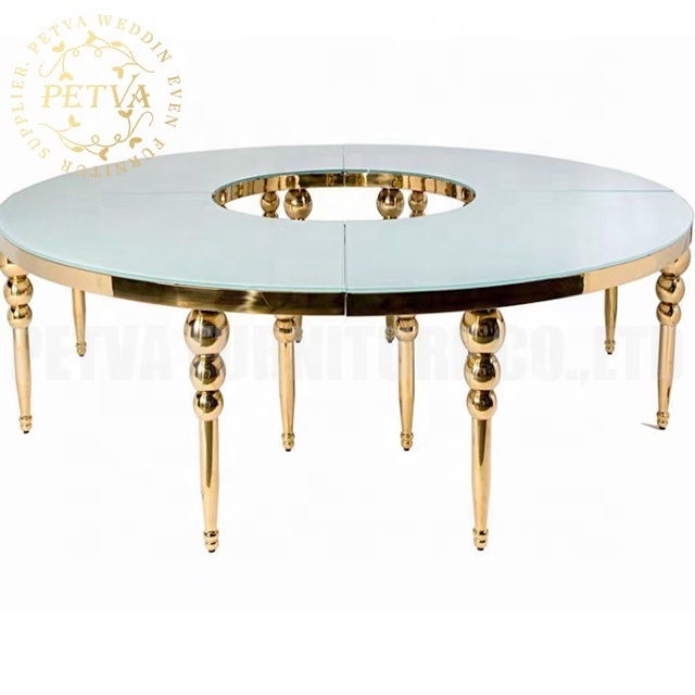 Mirror serpentine table wedding Glass round marble dining  half moon banquet table for event used