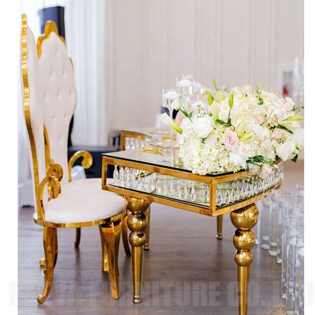 Luxury  Design Stylish Wedding Furniture Stainless Steel Wedding Banquet Throne King Chair