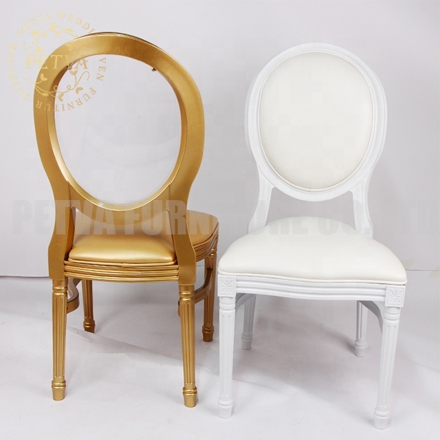 Luxury white gold black acrylic table and chair king louis chairs with cushion for event used