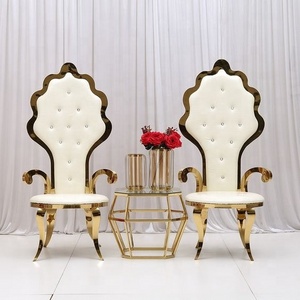 Luxury  Design Stylish Wedding Furniture Stainless Steel Wedding Banquet Throne King Chair