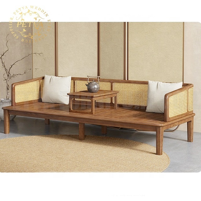 Couple rattan real wooden royal white wedding sofa set event couches for weddings