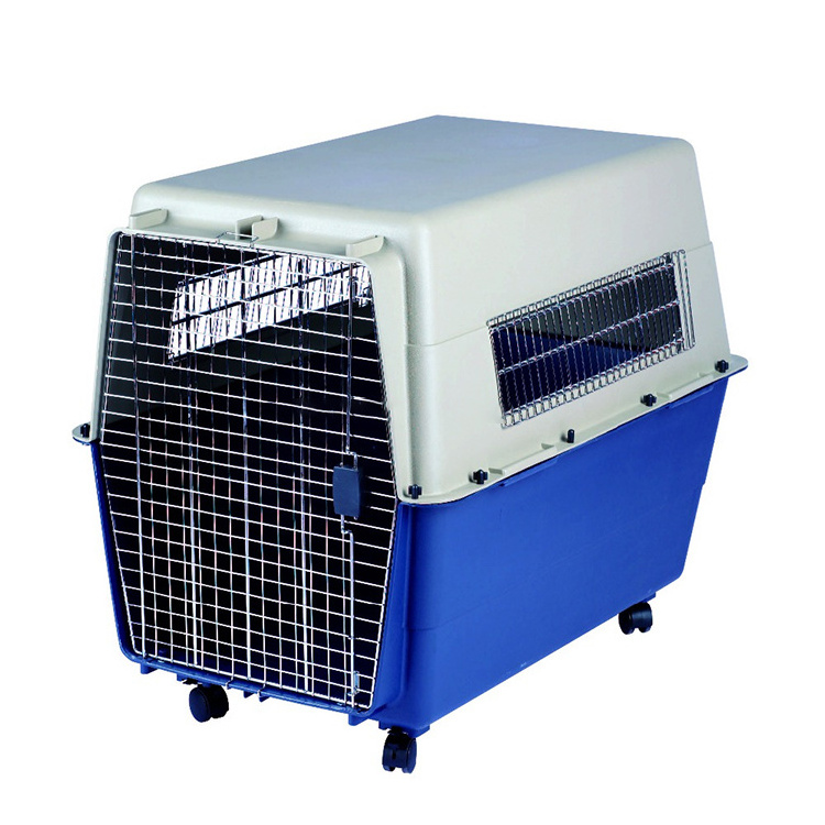 Big Size Portable Plastic Pet Air Carrier Travel Crate Airline Approved Cats Dogs Transport Box With Wheels