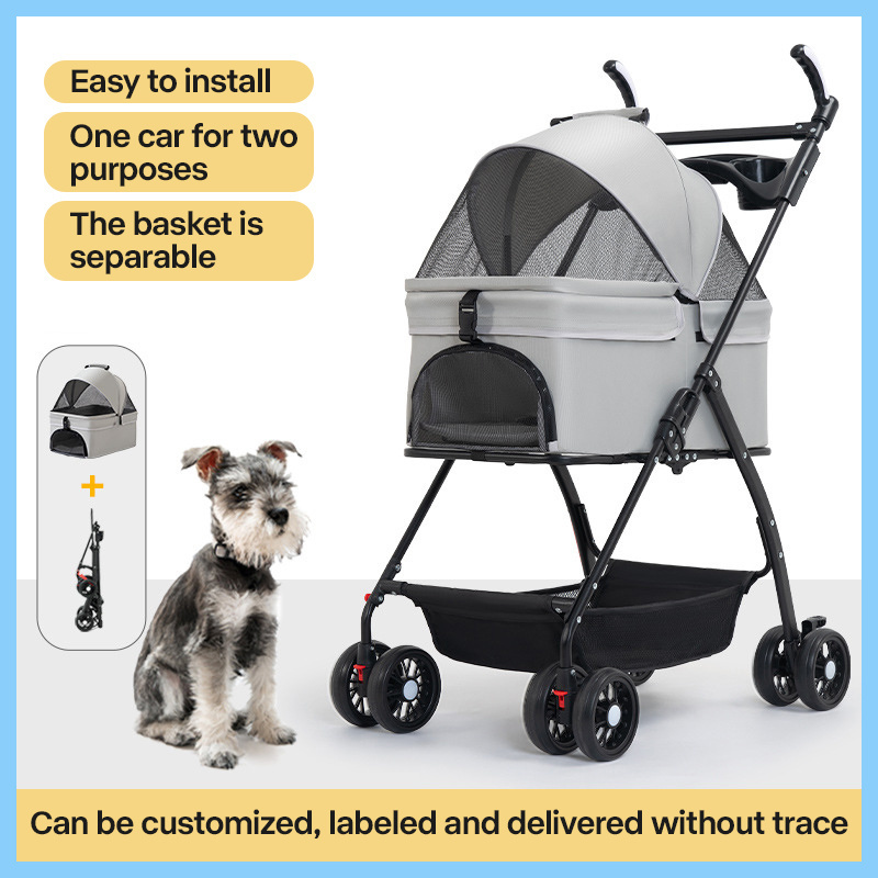 Pakeway separable carrier for cats and dogs general large space comfortable and easy to fold pet stroller