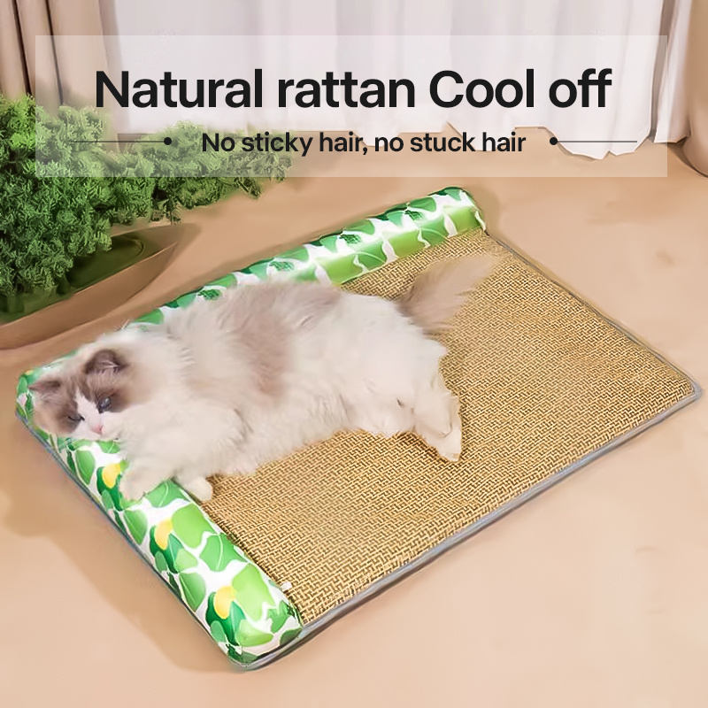 Pet Supplies L-shaped pet Rattan mat Woven dog beds nest Summer supplies cat ice mat Cat house