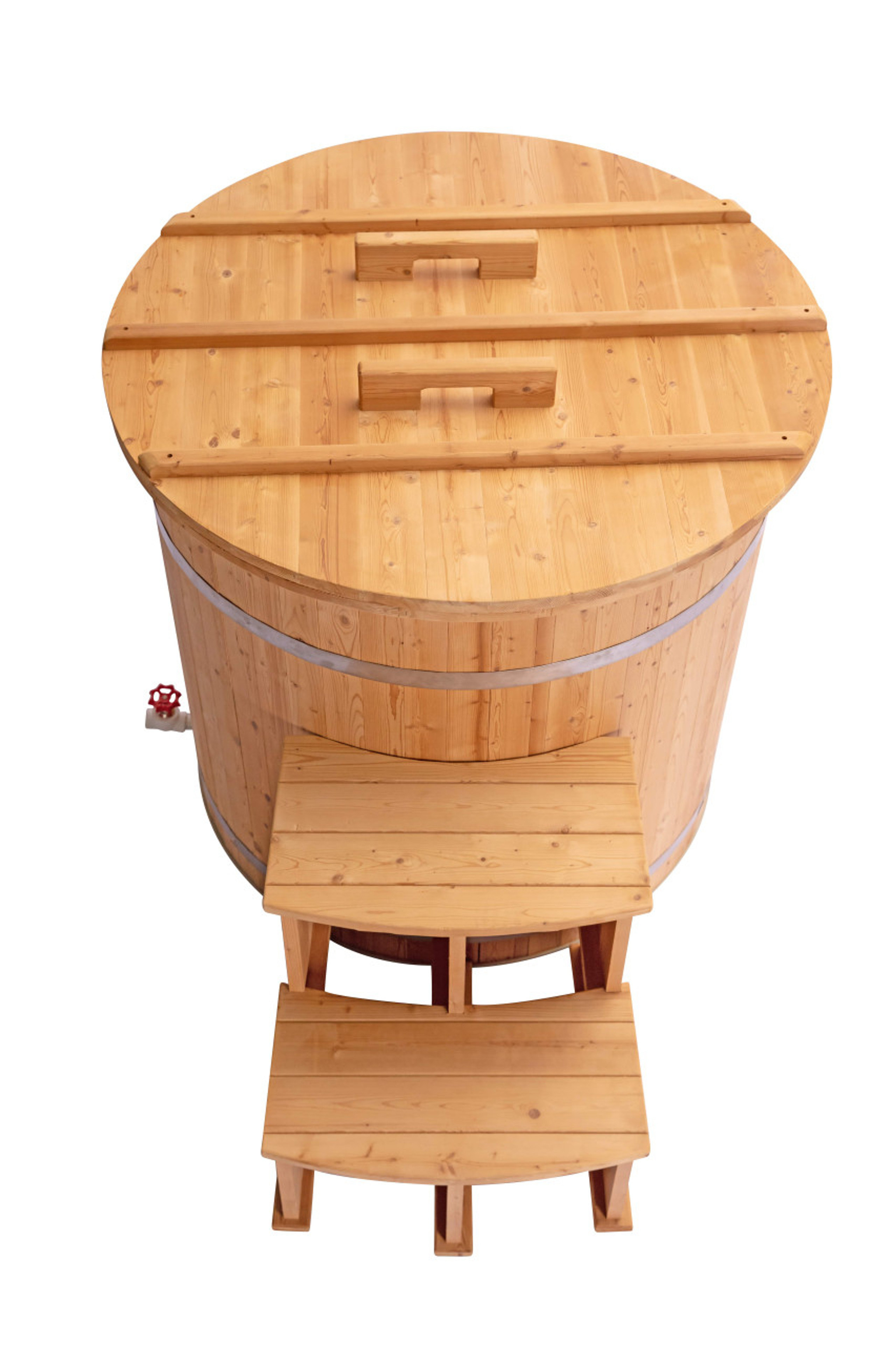 High-Quality Cedar Wooden Outdoor Cold Plunge Tub with Stainless Steel Liner