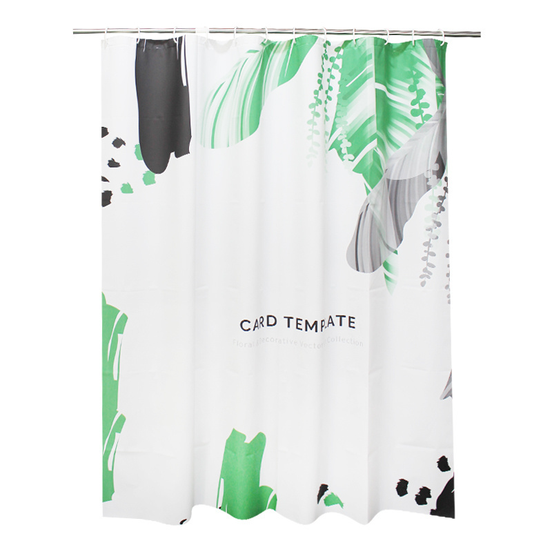 Water-repellent custom print shower curtain mildew-resistant easy washable bathroom shower curtains with 12 C hooks