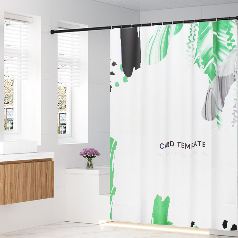 Water-repellent custom print shower curtain mildew-resistant easy washable bathroom shower curtains with 12 C hooks