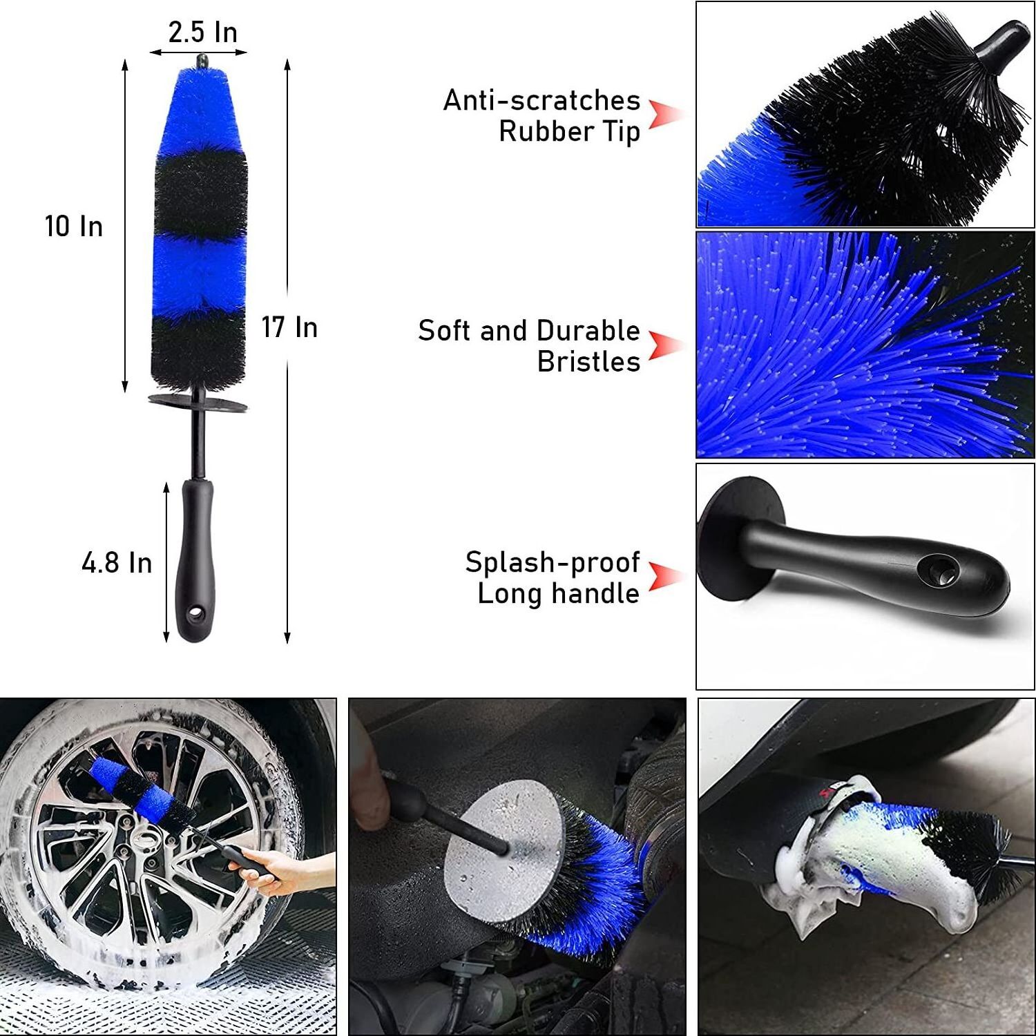 PEX Soft Bristle Long Auto Motorcycle Bicycle Car Care & Cleanings Master Rim Tire Detailing Brush Car Wheel Brush