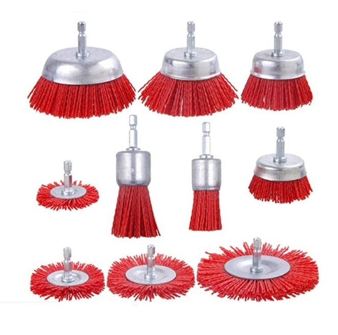 PEX Deburring Nylon Brush Handle Cleaning Rotary Brush Nylon Wheel Cleaning Brushes With Shaft