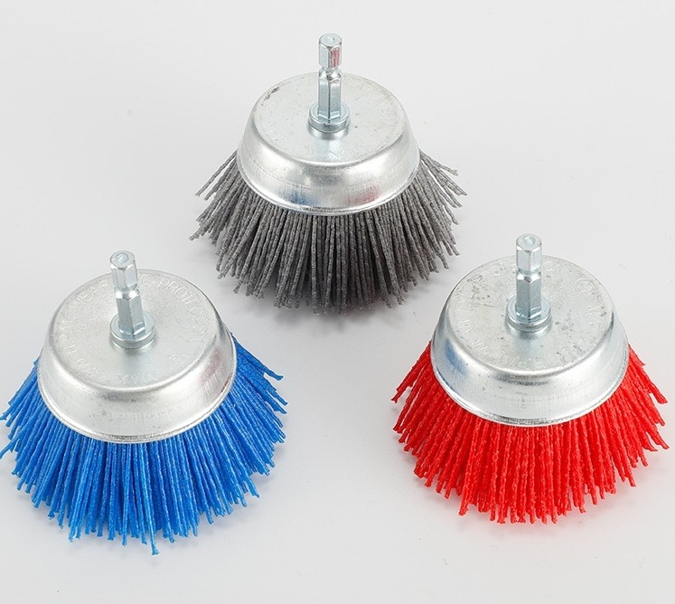 PEX Deburring Nylon Brush Handle Cleaning Rotary Brush Nylon Wheel Cleaning Brushes With Shaft