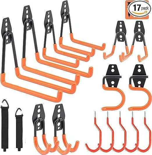 PEXCRAFT 17pcs Garage Hooks Heavy Duty Wall Mount Hooks for Garden Tool The Tool Storage for Ladder